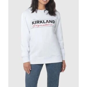 Kirkland Signature Logo Sweatshirt White Mens M Womens L Crewneck Pullover